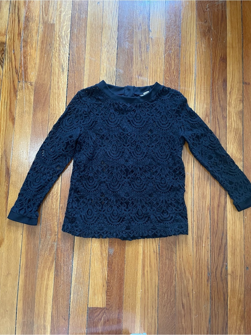 Banana Republic Black Lace Long-Sleeve Blouse
